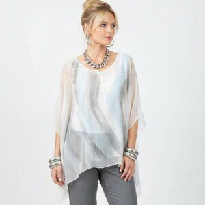 Coco & Carmen White & Blue Print Tank & Sheer Blouse Top S/M